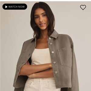 Z Supply Green Jean Jacket Cropped Casual